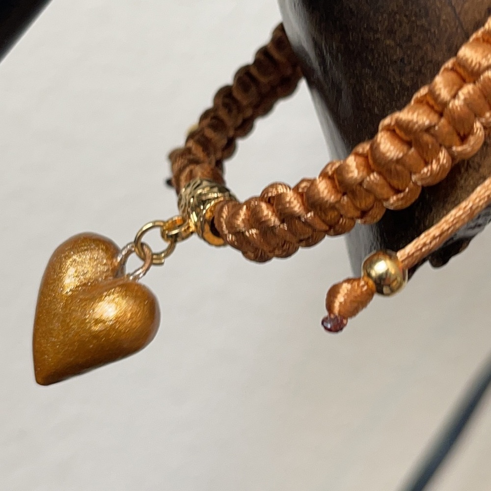 Bracelet heart tag gold ajustable straps delicate